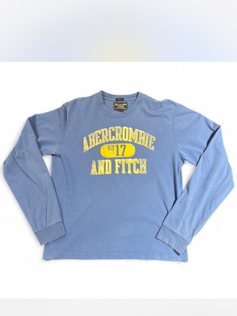 Abercrombie & Fitch Long Sleeve Tee in Light Blue with Yellow Logo
